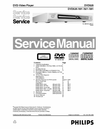 Philips DVD 625 (7 593 441 B) 4 part file, page 43